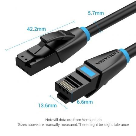 Vention Cable de Red RJ45 UTP Cat6A 26AWG 8m Negro Vention Cable de Red RJ45 UTP Cat6A 26AWG 8m Negro